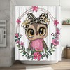 Cartoon Owl Shower Curtain Floral Wreath, Cute Fashion Design Bathtub Fabric Waterproof Curtain 
