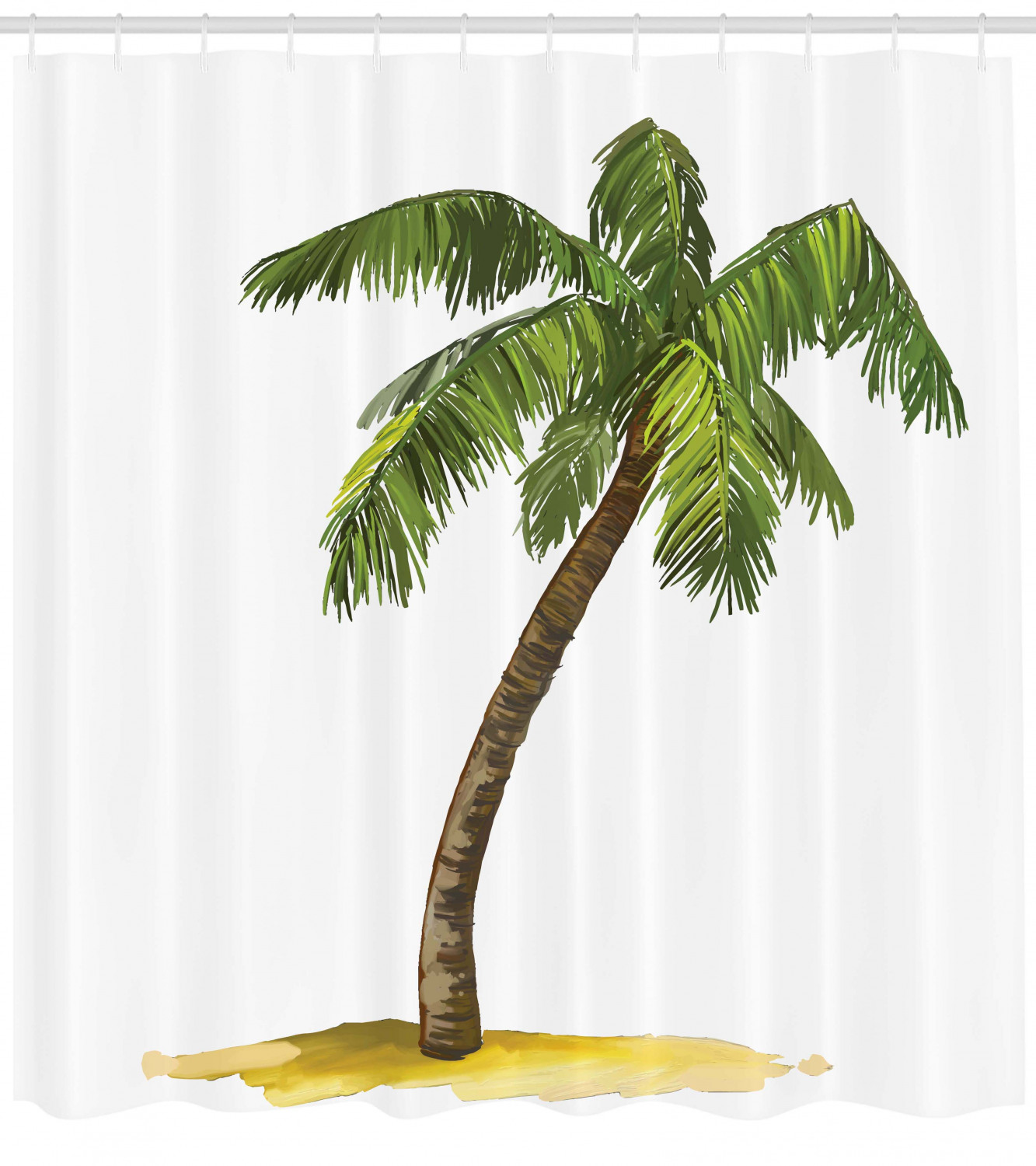Cartoon Palm Trees Shower Curtain for Kid's Tropical Bathroom Decor
