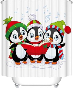 Cartoon Penguins Shower Curtain - Artistic Bathroom Decor