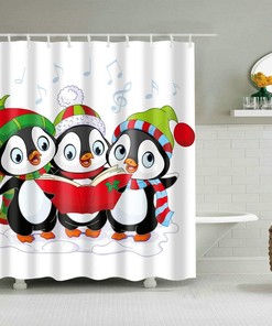 Cartoon Penguins Shower Curtain - Artistic Bathroom Decor