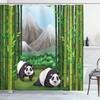 Cartoon Print Of Panda Bear And Bamboo Trees, Adorable Shower Curtain For Kids' Bathroom