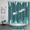 Cartoon Santa Snowman Penguin Reindeer Shower Curtain for a Fun Christmas Bathroom Decor