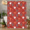Cartoon Santa Tree and Snowflakes Merry Christmas Shower CurtainFestive Bathroom Decor