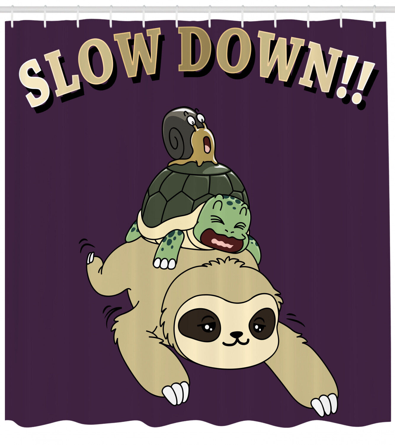 Cartoon Scenery Sloth Shower Curtain, Add a Whimsical Touch to Your Bathroom