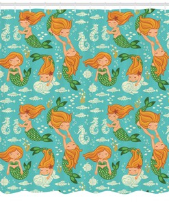 Cartoon Sea Creatures - A Little Mermaid Shower Curtain for Your Bathroom