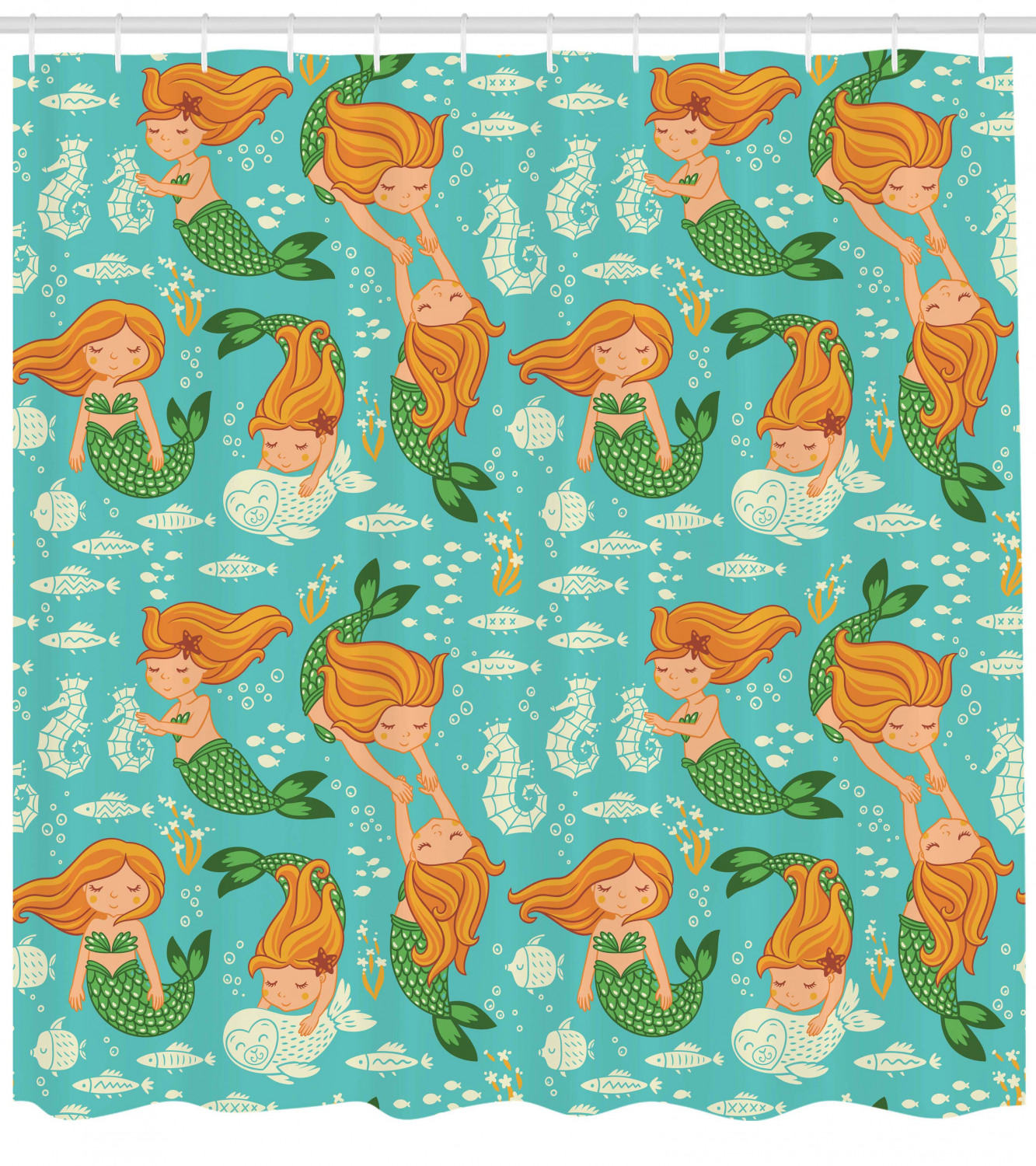Cartoon Sea Creatures - A Little Mermaid Shower Curtain for Your Bathroom
