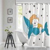 Cartoon Sleeping Bear & Whale Star Shower Curtain for Kids Bathroom Decor