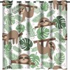 Cartoon Sloth Animal Pattern Curtain Panels For Girl'S Bedroom