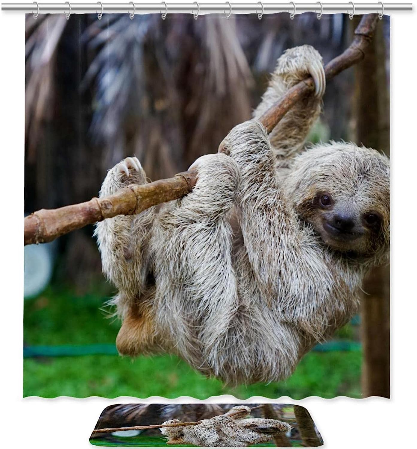 Cartoon Sloth Bathroom Shower Curtain, Adorable and Quirky Bathroom Decor