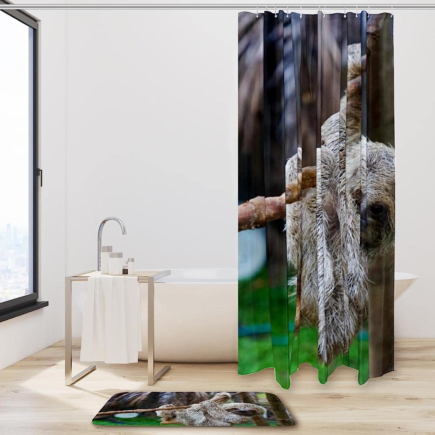 Cartoon Sloth Bathroom Shower Curtain, Adorable and Quirky Bathroom Decor