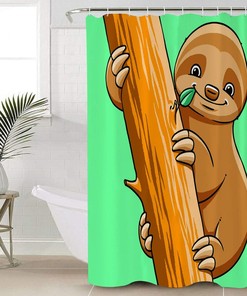 Cartoon Sloth Funny Print Shower Curtain for Bathroom Decor