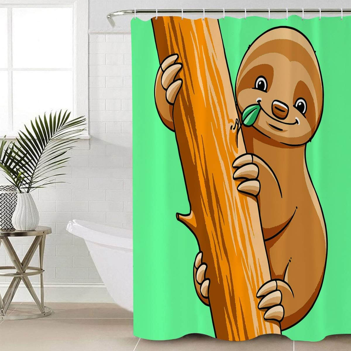 Cartoon Sloth Funny Print Shower Curtain for Bathroom Decor