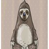 Cartoon Sloth Meditates Shower Stall Curtain