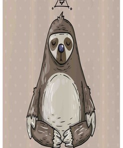 Cartoon Sloth Meditates Shower Stall Curtain