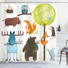 Cartoon Style Animals Like Bear Deer Fox Owl Pig Mouse Squirrel And Rabbit Shower Curtain