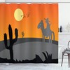 Cartoon Style Hot Mexico Desert Landscape With Saguaro Cactus And Horse Rider Southwestern Shower Curtain