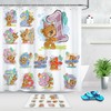 Cartoon Style Kids Education Fabric Shower Curtain With Cute Bears, Animal Bathroom Decor
