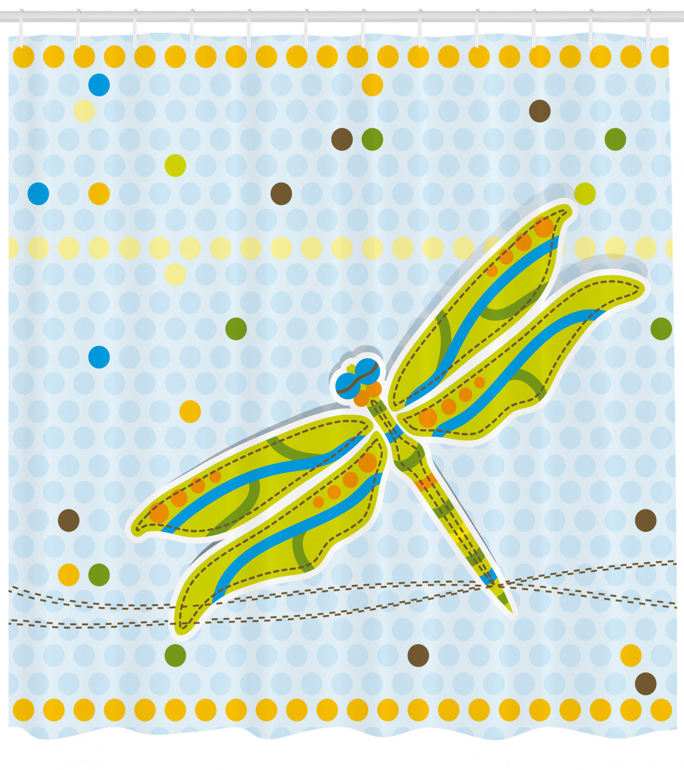 Cartoon Theme Dragonfly Shower Curtain For Your Kids' Bathroom - Image 4