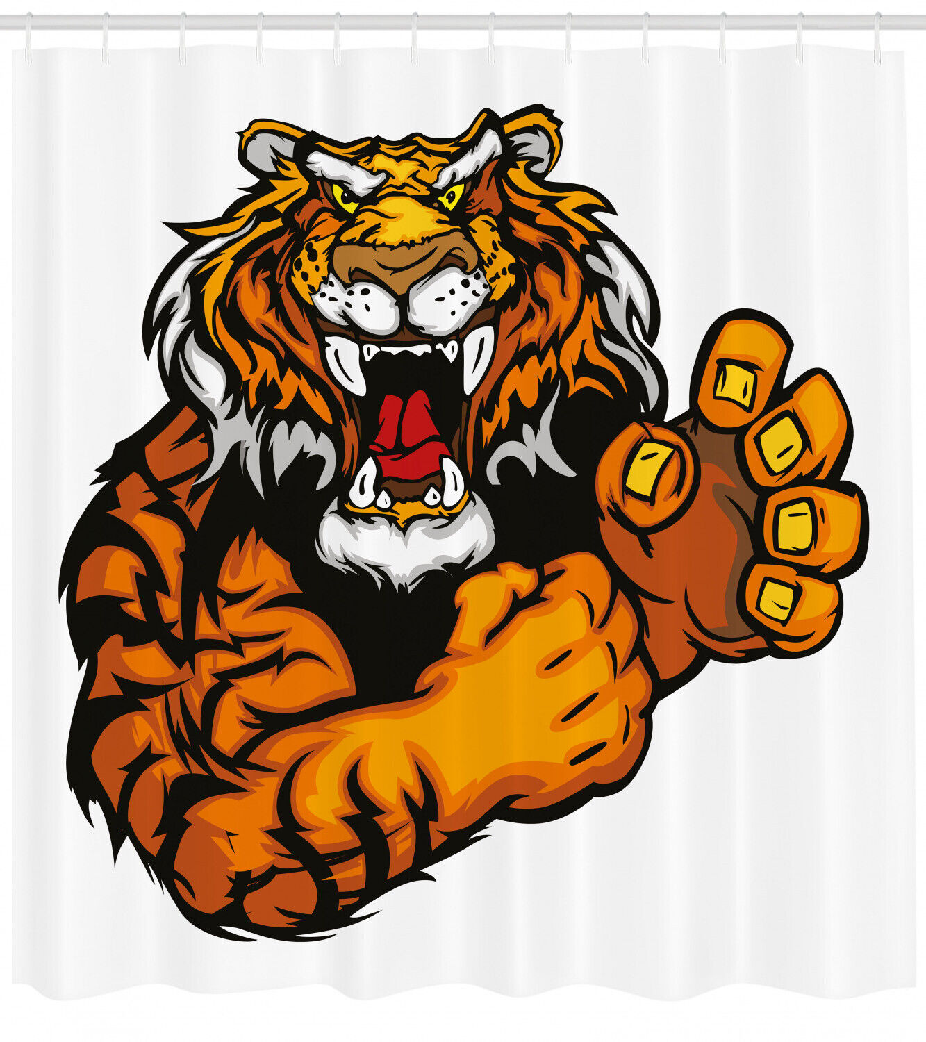 Cartoon Tiger Shower Curtain for Kids' Bathroom