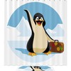 Cartoon Travel Penguin Waterproof Shower Curtain - Fun and Whimsical Bathroom Decor