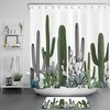 Cartoon Tropical Cactus Shower Curtain with Nature Plants for a Fun and Playful Atmosphere