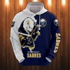Cartoon-Inspired Buffalo Sabres Hoodie With 3D Zip Hoodie Design, A Must-Have For Fans