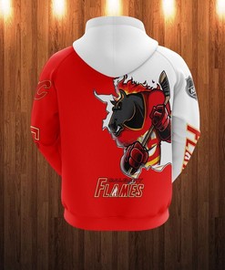 Cartoon-Inspired Calgary Flames Hoodie With 3D Zip Hoodie Design, A Perfect Gift For Fans