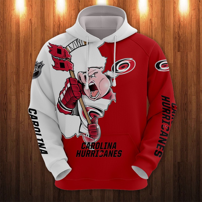 Cartoon-Inspired Carolina Hurricanes Hoodie With 3D Zip Hoodie Design, Perfect Gifts For Fans