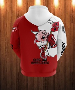 Cartoon-Inspired Carolina Hurricanes Hoodie With 3D Zip Hoodie Design, Perfect Gifts For Fans