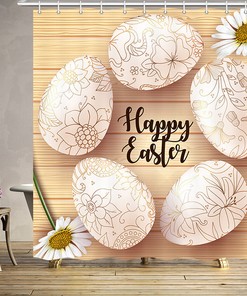 Carving Easter Eggs Shower Curtain Bathroom Decor With Unique Design