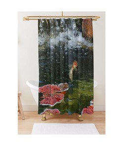 Cascading Water Koi Pond Shower Curtain for Peaceful Bathroom Decor