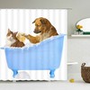 Cat And Dog Bathing Waterproof Shower Curtain For Multi-Sized Bathroom Tub Design