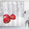 Cat And Dog In Xmas Hats Print Waterproof Fabric Shower Curtain For Holiday-Themed Bathroom Decor