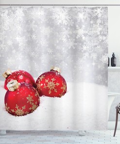 Cat And Dog In Xmas Hats Print Waterproof Fabric Shower Curtain For Holiday-Themed Bathroom Decor