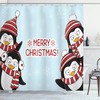 Cat And Dog With Presents Print Fabric Shower Curtain For Festive Bathroom Decor