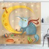 Cat Mouse Crescent Moon Printed Shower Curtain for Kid's Bathroom Decor- Waterproof and Cute 
