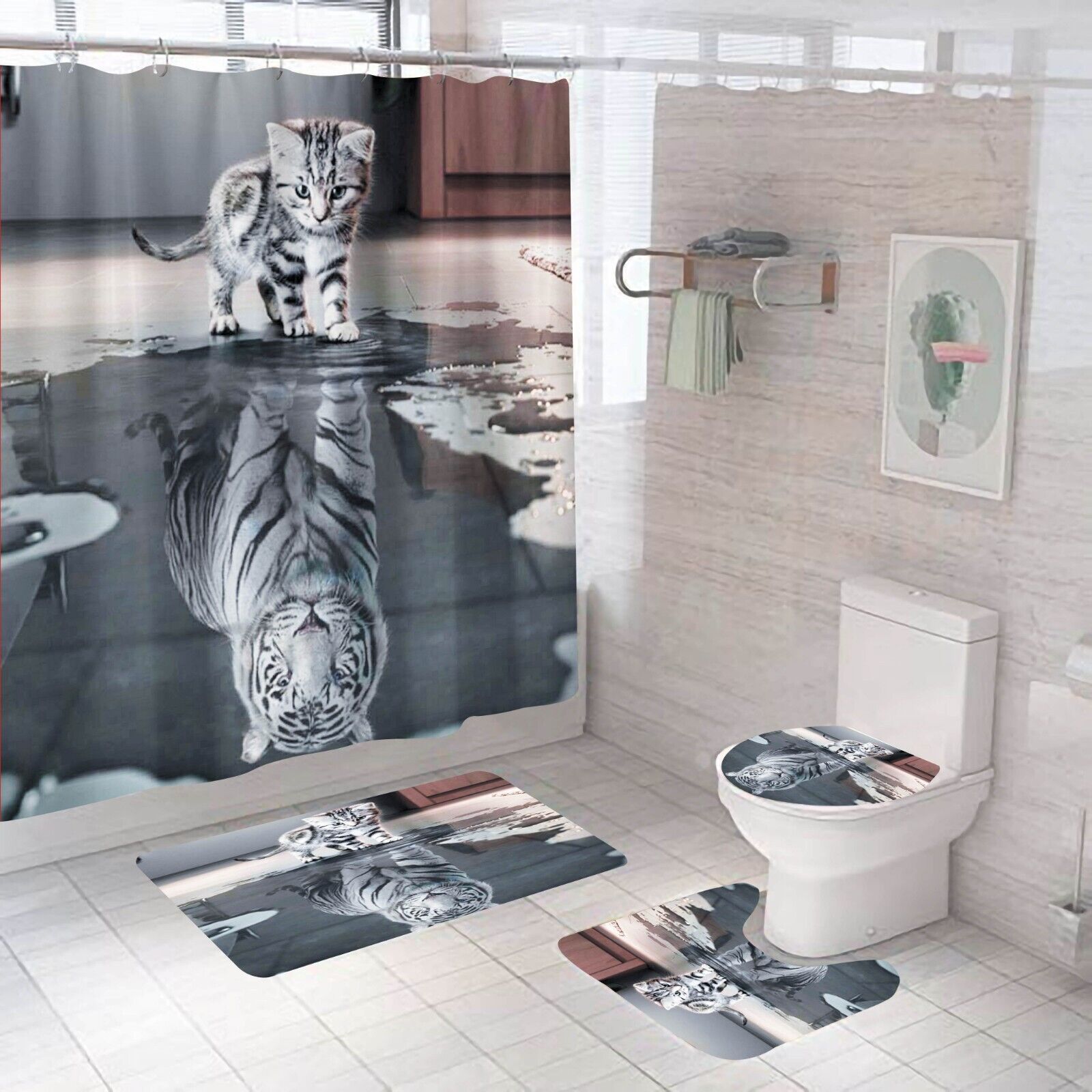 Cat Tiger Shower Curtain For Unique Bathroom Decor