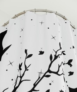 Cat on Limb Moon and Starry Night Shower Curtain
