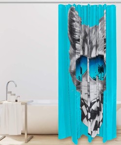 Cat with Mirror Sunglasses Hawaii Palm Tree and Scarf Shower Curtain - A Cool Addition to Your Bathroom
