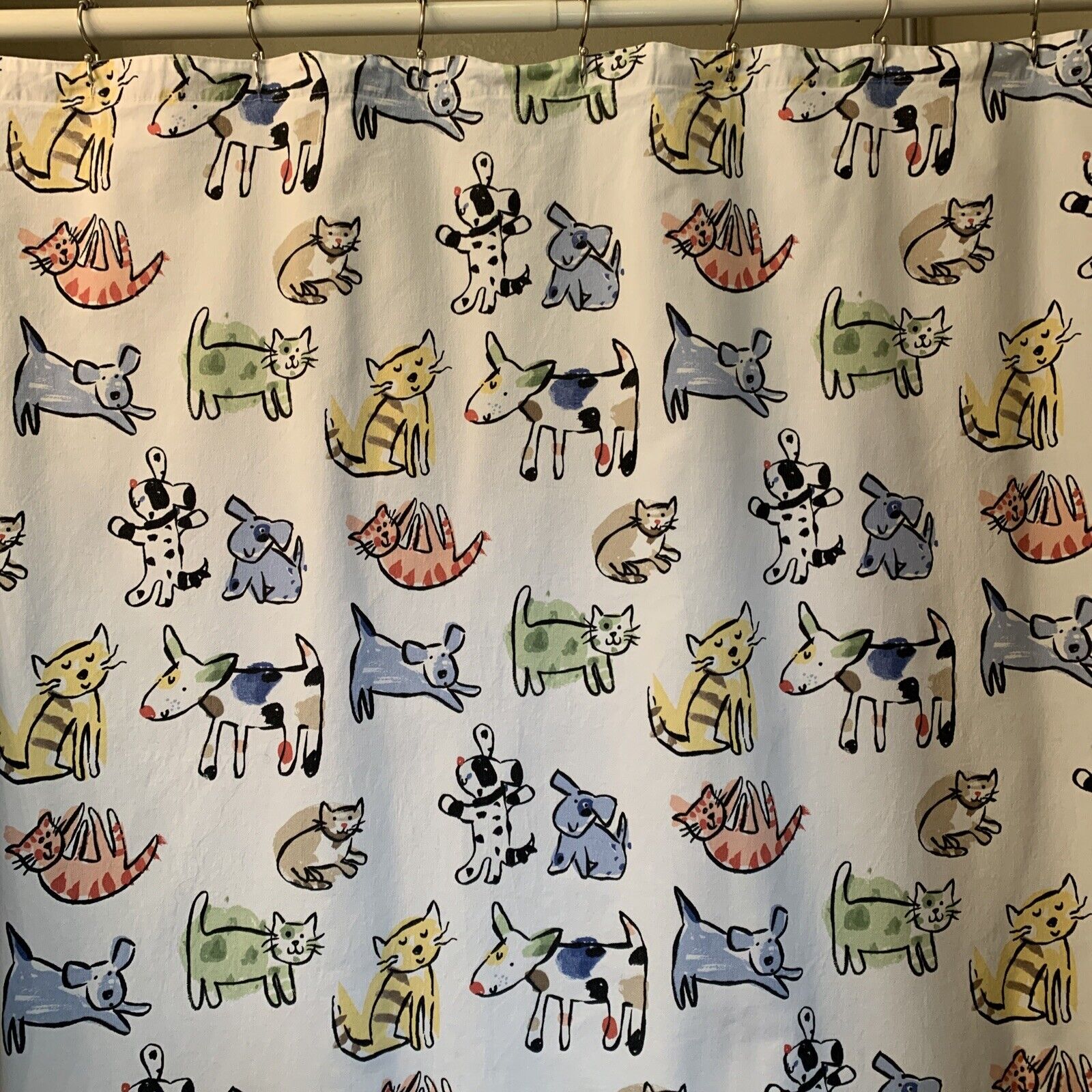 Cats And Dogs Oxford Bath & Home Shower Curtain - Fun Animal Bathroom Decor