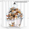 Cats and Dogs Cartoon Corgi Cute Animal Pets Shower Curtain for Kids Bathroom