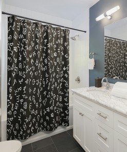 Cattle Brand Print Western Style Shower Curtain for Bathroom Decor