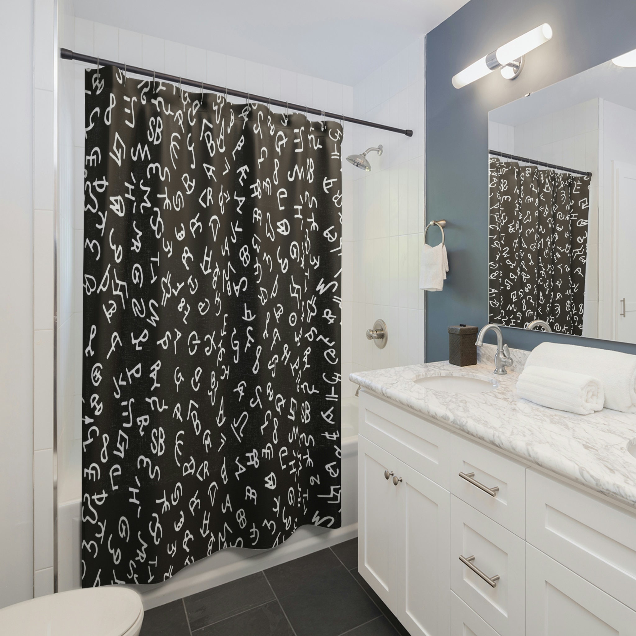 Cattle Brand Print Western Style Shower Curtain for Bathroom Decor