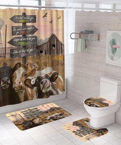 Cattle Cow Prairie Flower Animal Shower Curtain - Animal Prints
