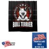 Caution Protect Black Bull Terrier Guard Dog Bathroom Fabric Shower Curtain