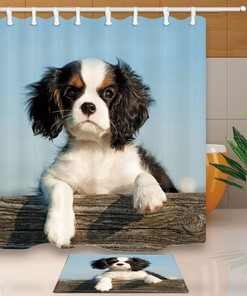 Cavalier King Charles Dog Bathroom Shower Curtain In Waterproof Fabric
