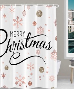 Celebrate Christmas With Rose Gold Snowflake Snowball Shower Curtain set