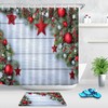 Celebrate Christmas With This Red Christmas Ball Stars Wood Board Shower Curtain, Make Your Bathroom Decor Festive