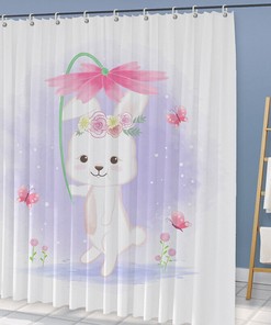 Celebrate Easter With A Cute Flower Little Rabbit Waterproof Shower Curtain In Multiple Sizes