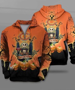 Celebrate Halloween With This Chicago Bears Costume Hoodie - Jack Skellington 3D Graphic Gifts For Fans